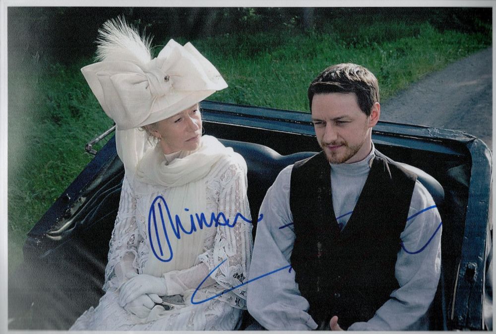 Lot 252: Helen Mirren and James McAvoy signed 12x8 colour...