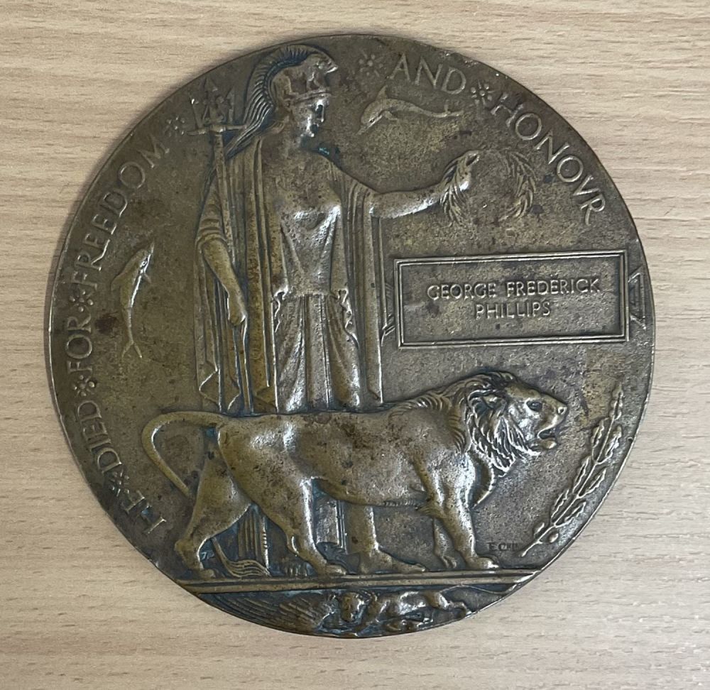 Lot 277: WW1 Death Plaque for Corporal George Frederick Phillips...