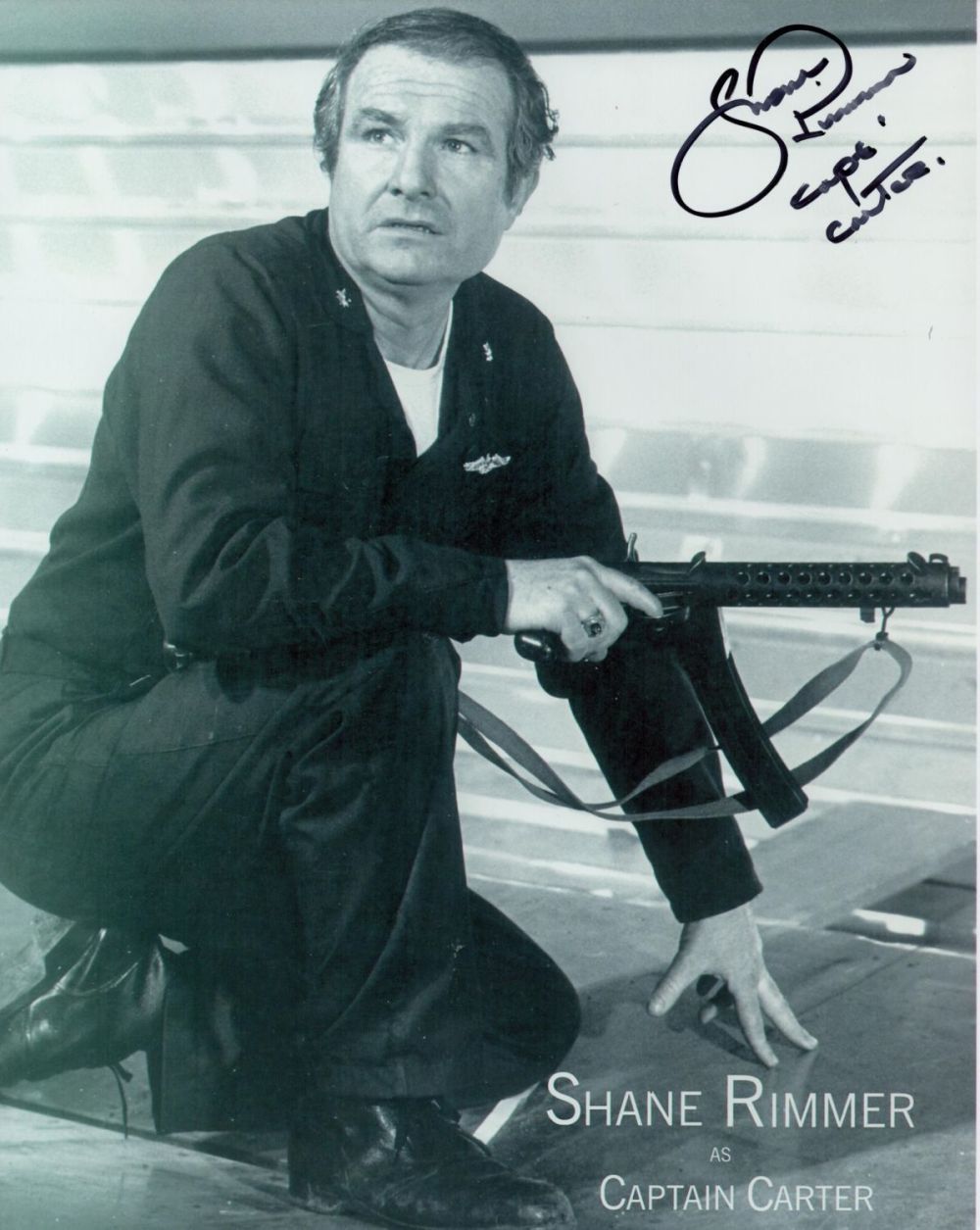 Lot 292: Shane Rimmer signed 10x8 black and white photo...