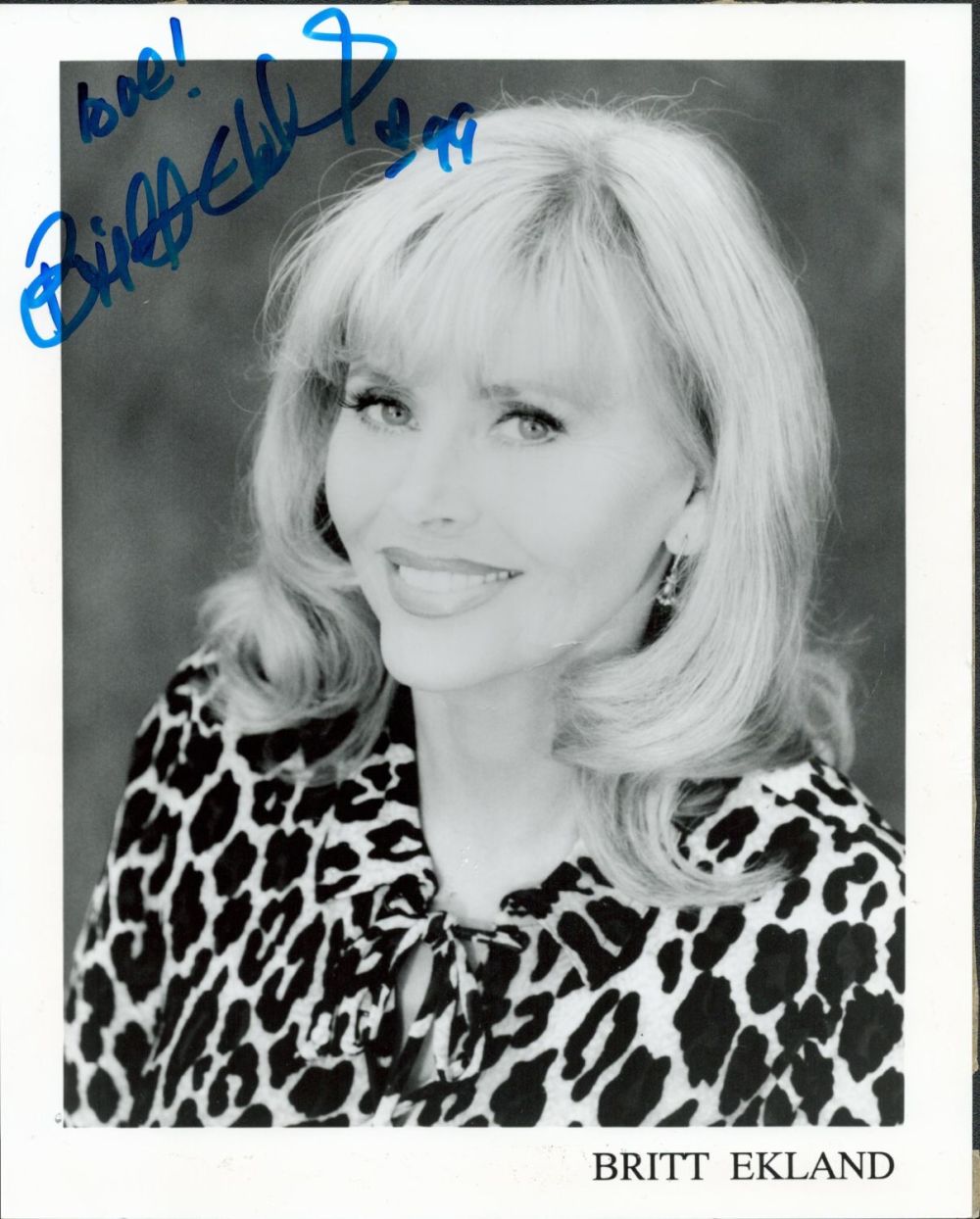 Lot 293: Britt Ekland signed 10x8 black and white photo....
