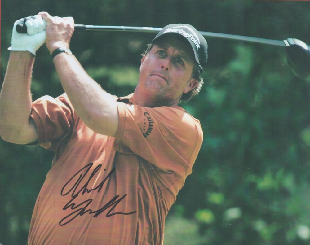 Lot 297: Phil Mickelson signed 10x8 colour photo. Good condition....