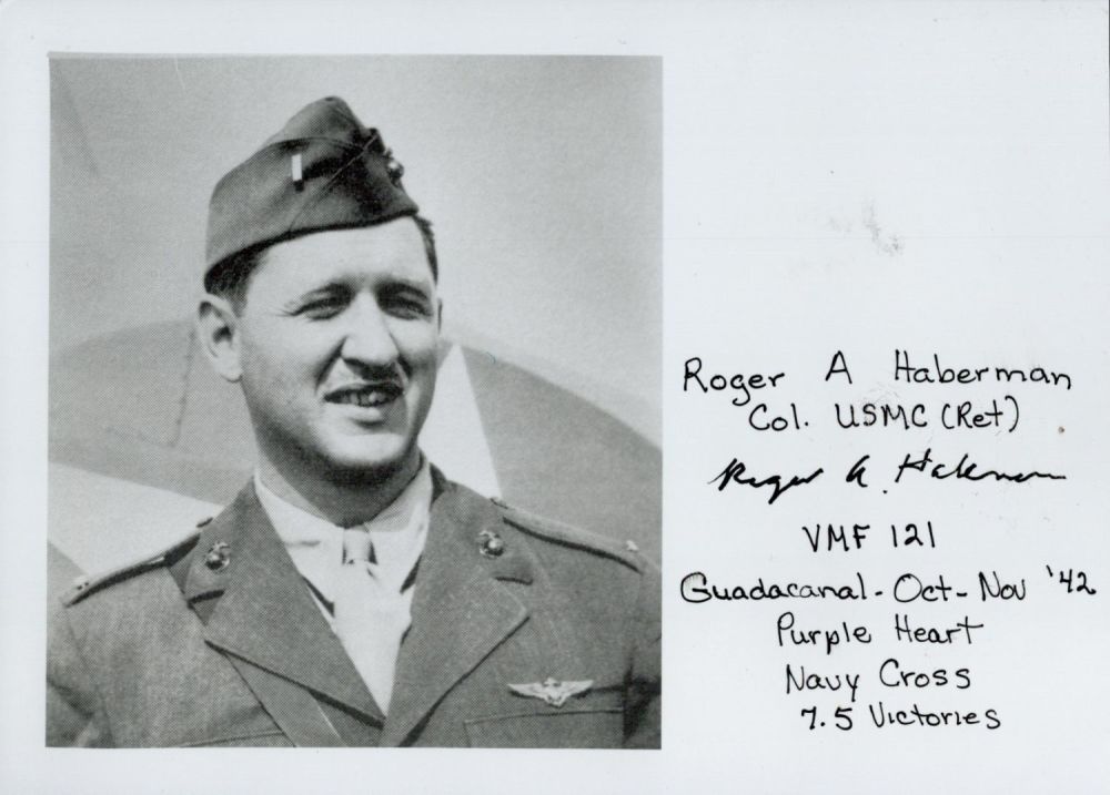 Lot 97: WWII Col Roger Haberman US Fighter Ace signed...