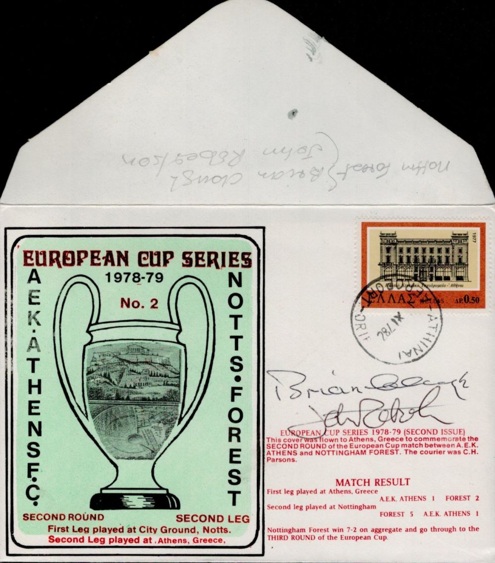 Lot 130: Football Brian Clough and John Robertson signed European...