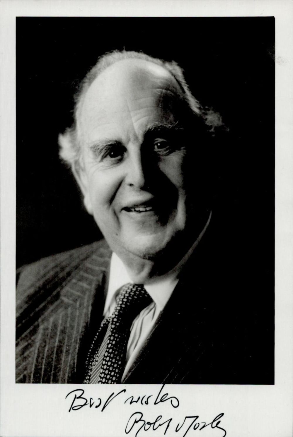 Lot 131: Robert Morley signed 6 x 4 inch b/w...