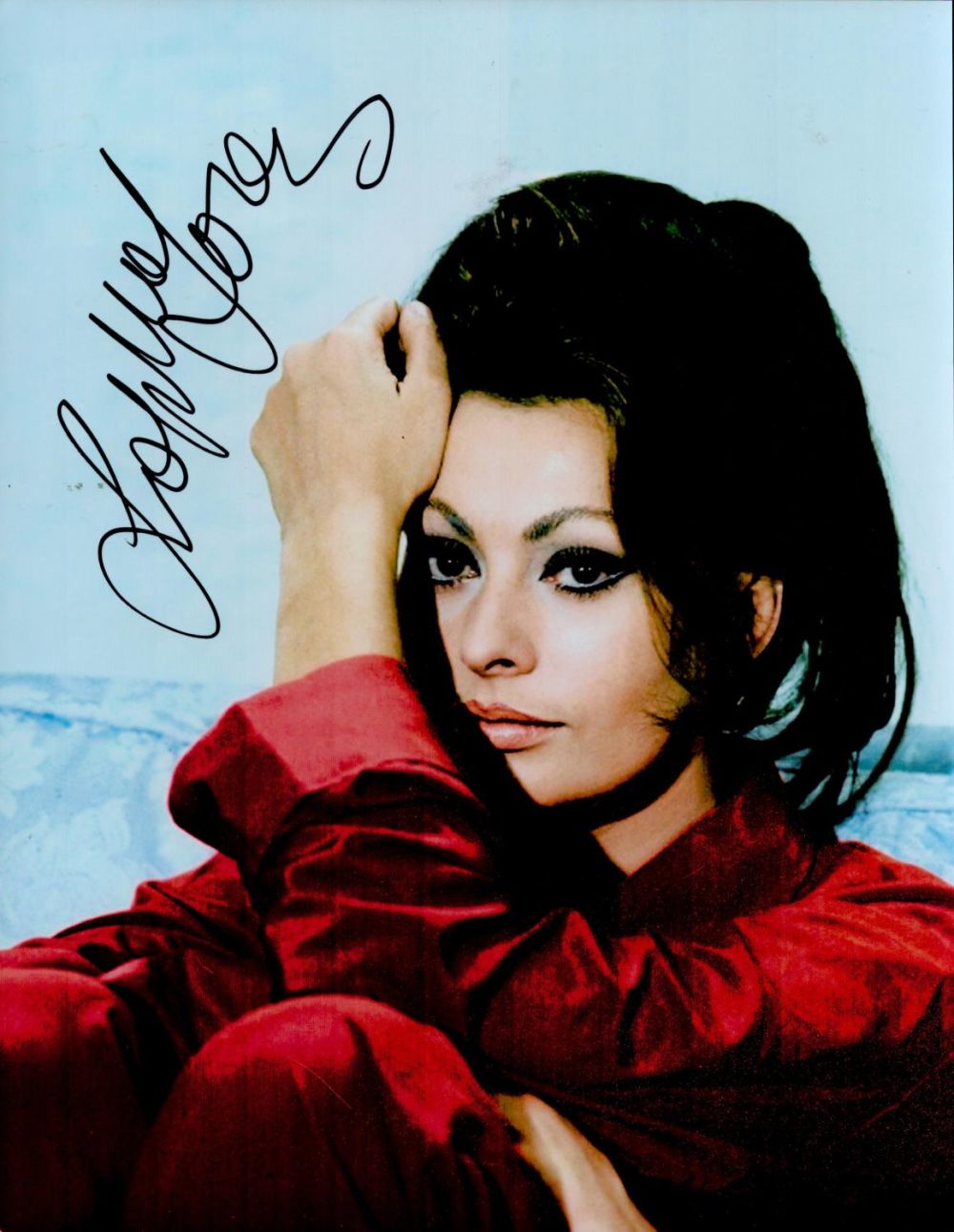 Lot 138: Sophia Loren signed 10x8 colour photo. Loren is...