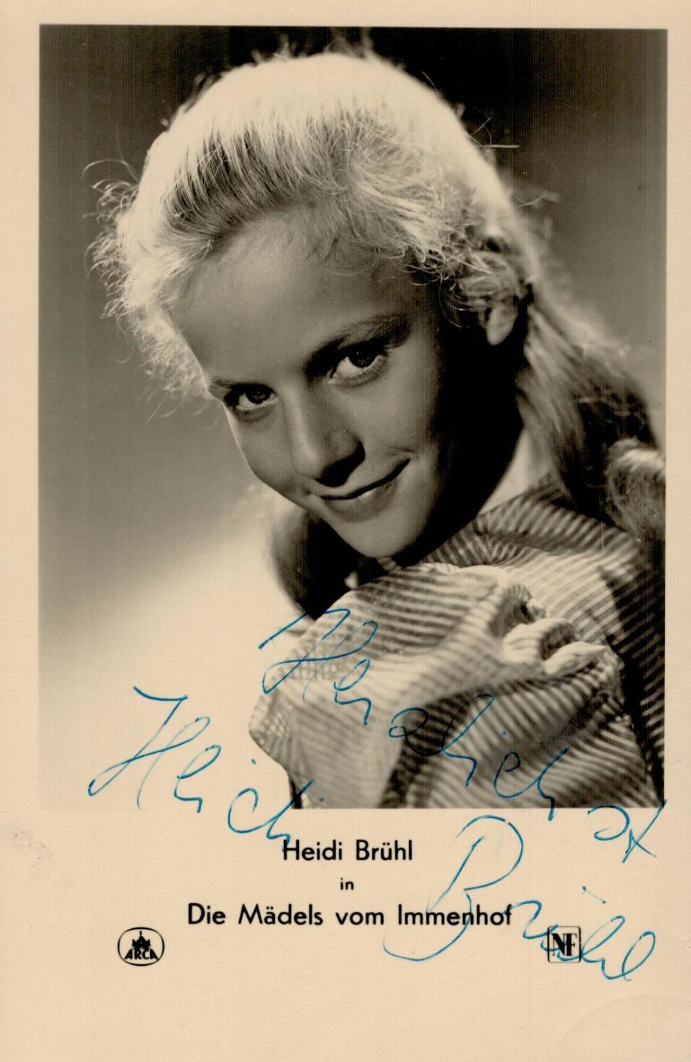 Lot 187: German Singer and Actress Heidi Bruhl Signed 5x3...