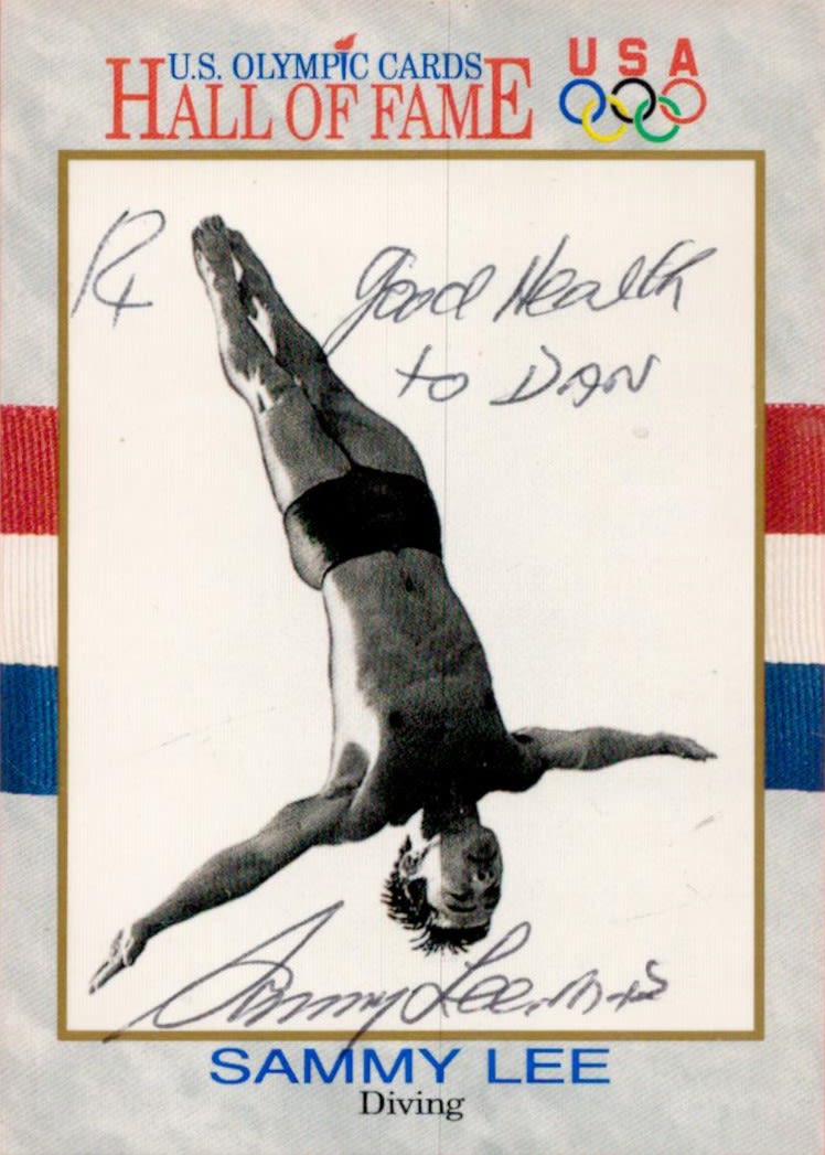 Lot 334: Diver Sammy Lee Signed US Olympic Cards USA...