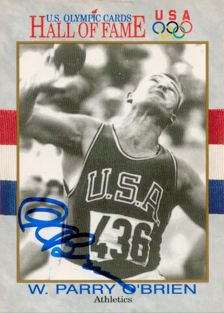 Lot 339: Athlete W. Parry O'Brien Signed US Olympic Cards...