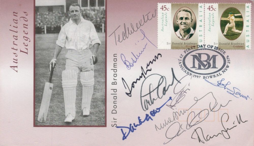Lot 414: Cricket 10 Cricketers Signed Sir Donald Bradman First...