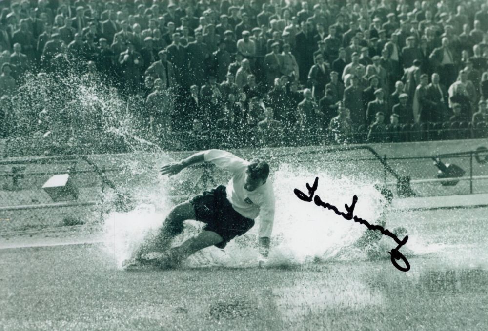 Lot 415: Sir Tom Finney Signed 12x8 inch Black and...