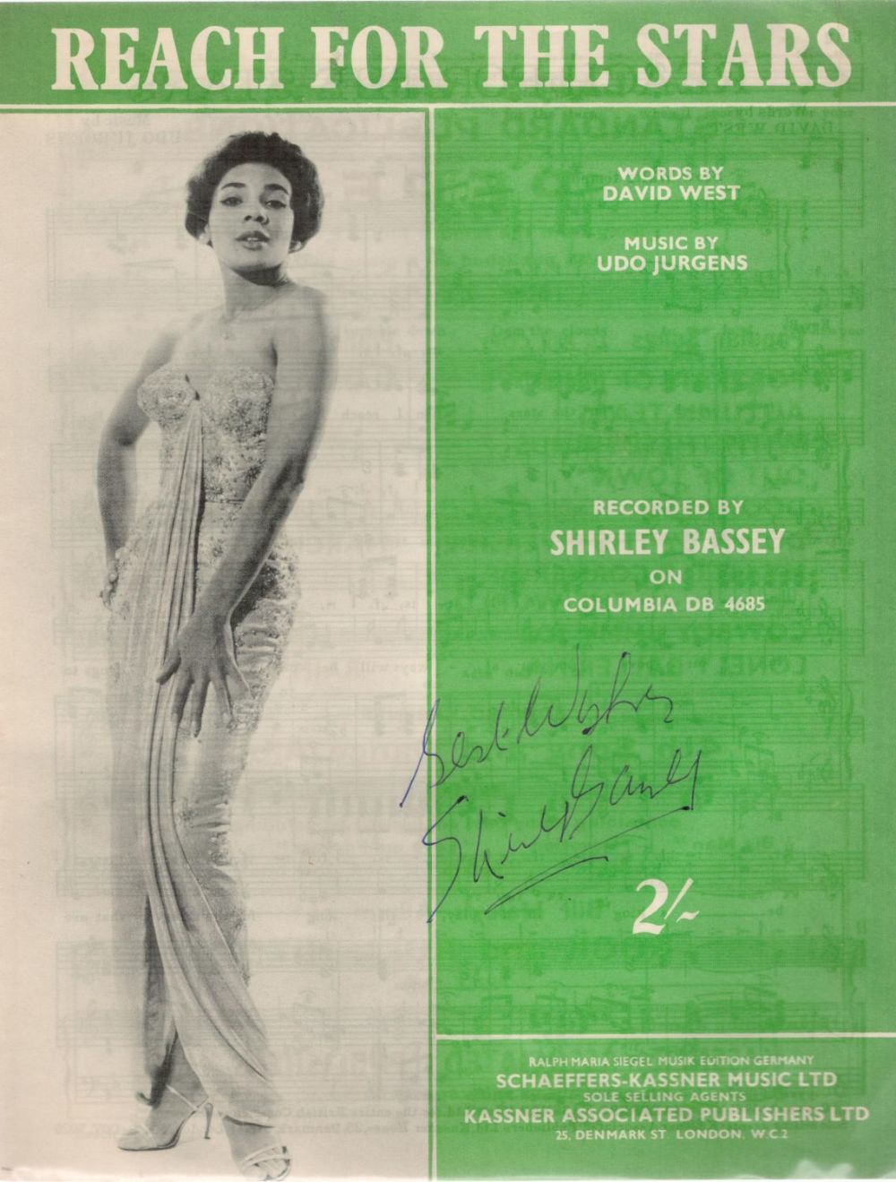 Lot 510: Shirley Bassey Singer Signed Vintage 1961 Sheet Music...