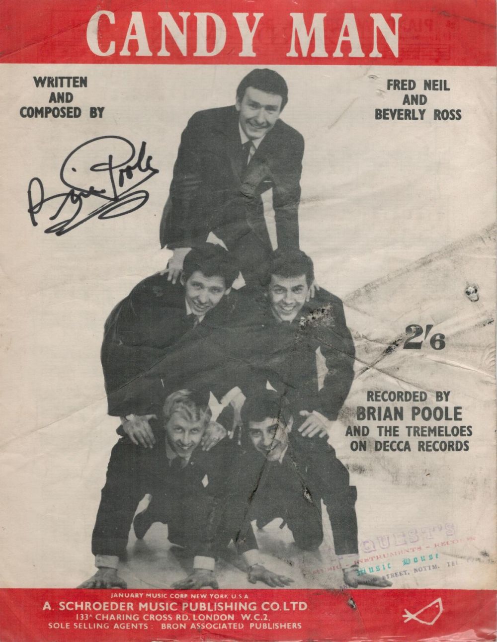 Lot 522: Brian Poole Singer With The Tremeloes Signed Vintage...