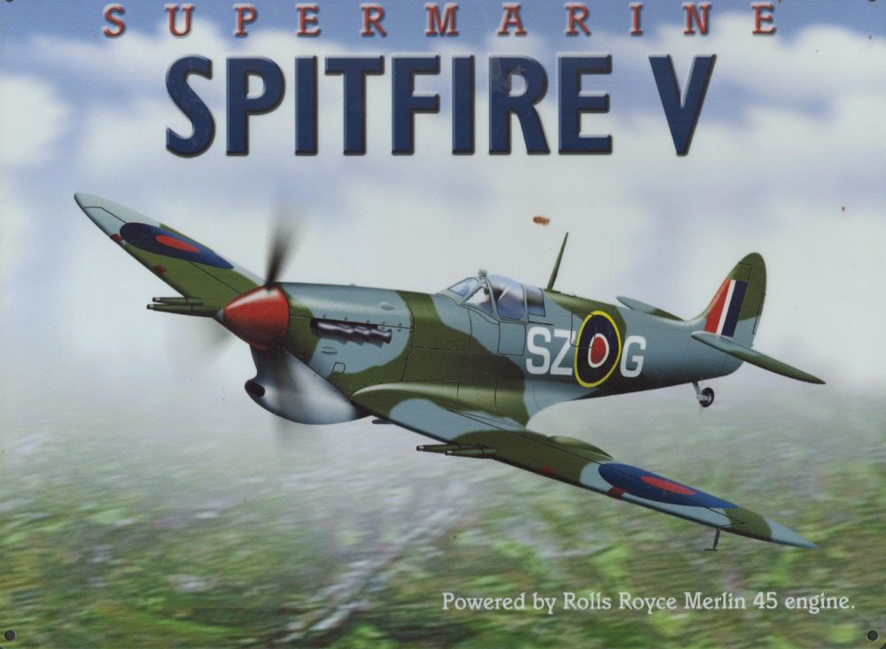 Lot 564: Supermarine Spitfire V Metal Board Measuring 16 x...