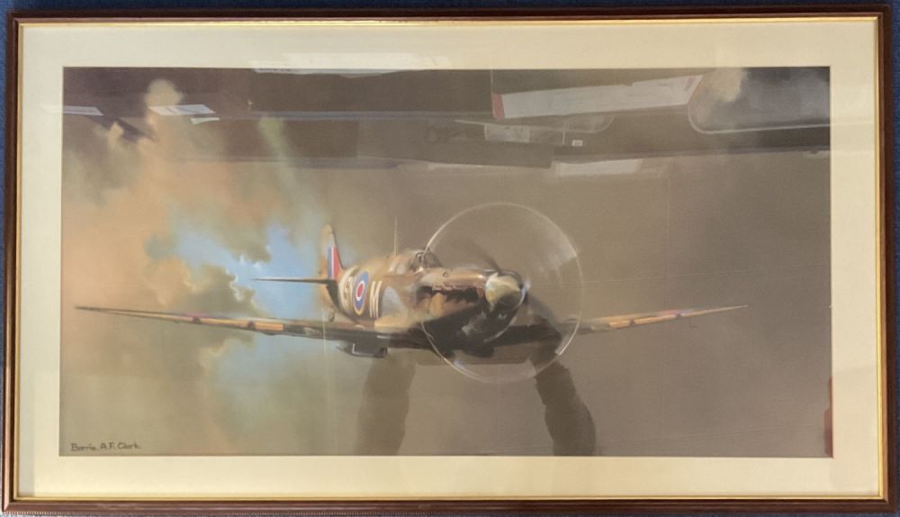 Lot 565: WW2 Spitfire Colour Print by Barrie F Clark,...