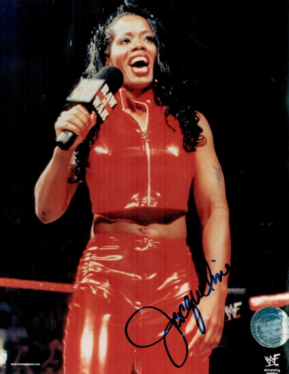 Lot 609: Wrestling Star Jacqueline Moore Signed 10x8 inch Colour...