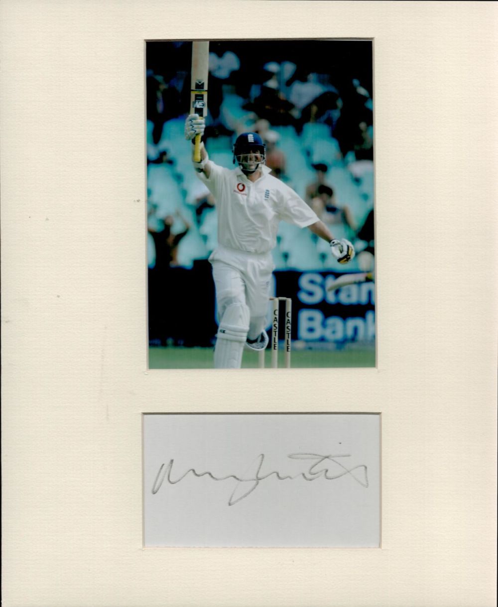 Lot 617: Marcus Trescothick 10x12 overall size mounted signature piece....