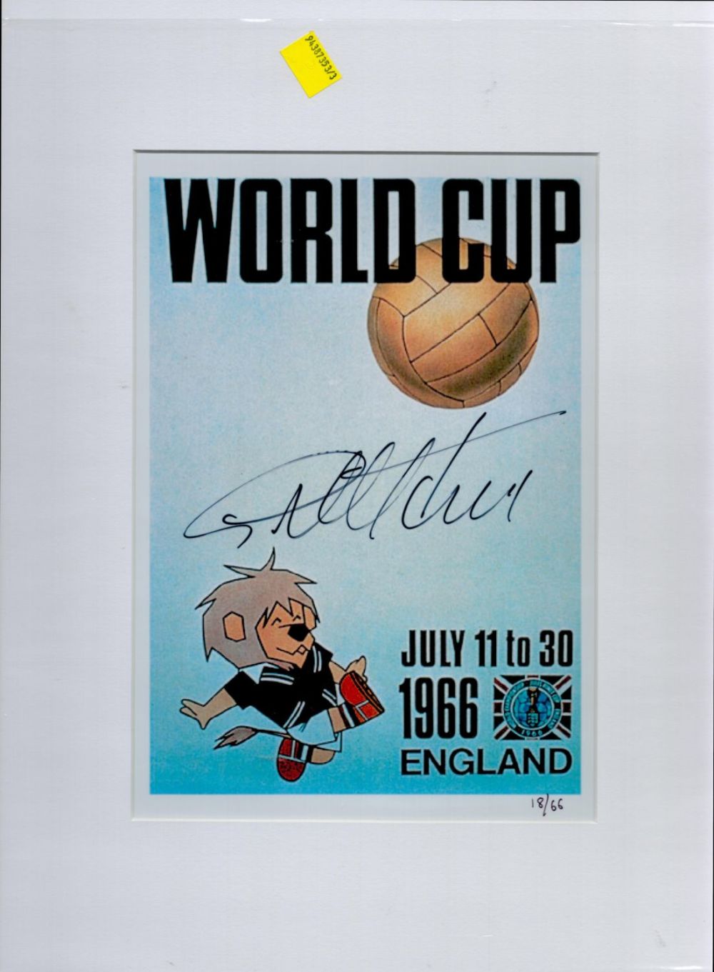 Lot 625: Geoff Hurst Signed 1966 World Cup Willie Phot0....