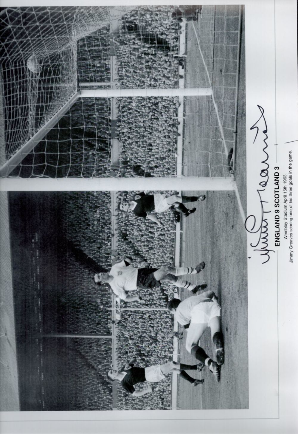 Lot 647: Football Jimmy Greaves Signed 19x14 inch Black and...