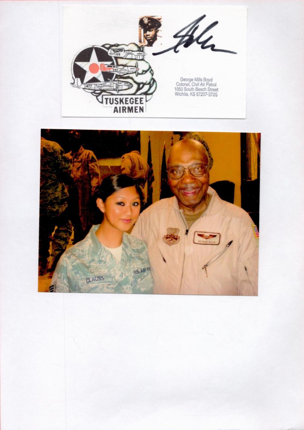 Lot 551: Tuskegee Airman Colonel George M Boyd Signed Signature...