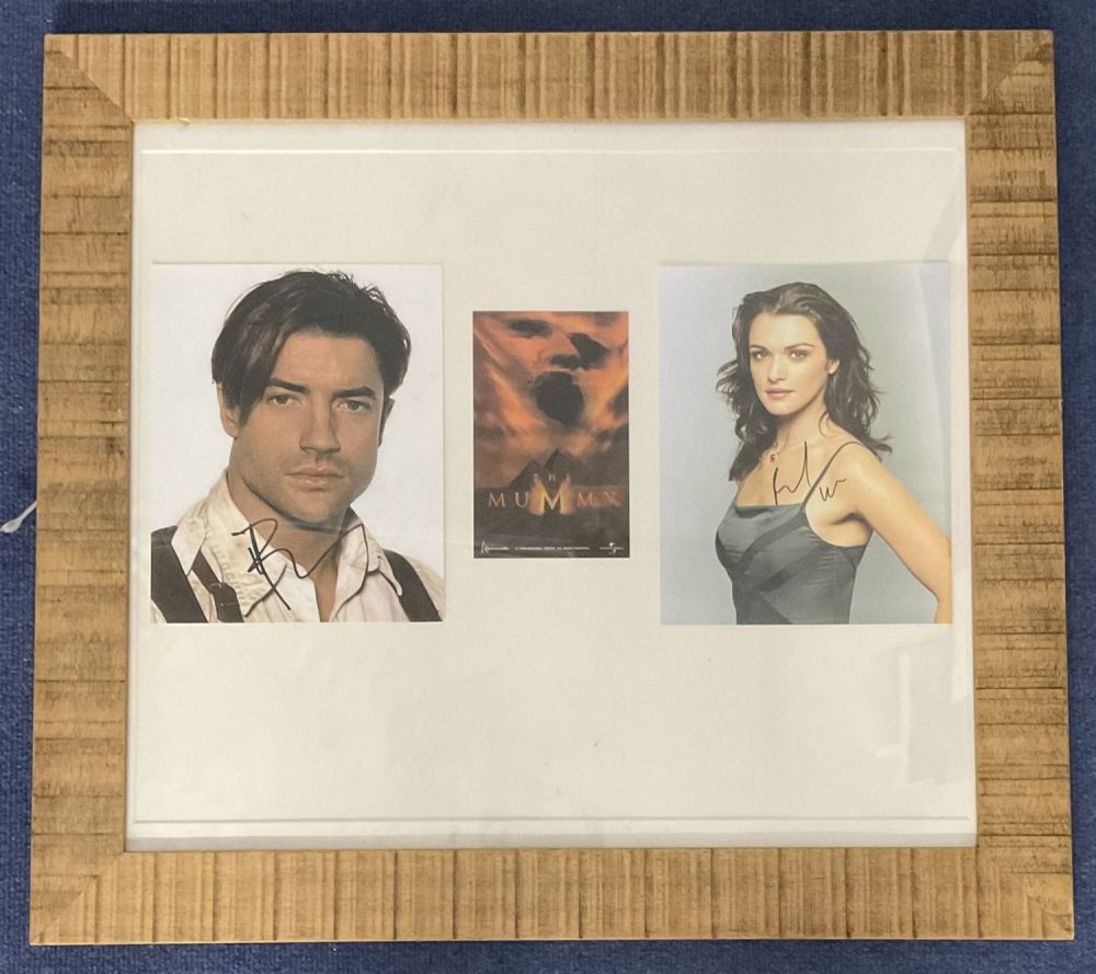 Lot 611: Brendan Fraser and Rachel Weisz 28x25 framed and...