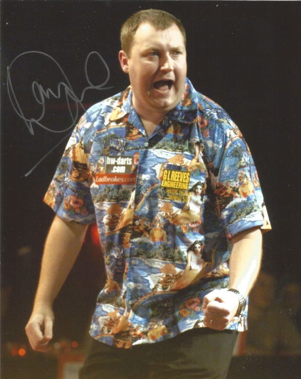 Lot 640: Darts Wayne Hawaii 501 Mardle 10x8 Signed Colour...