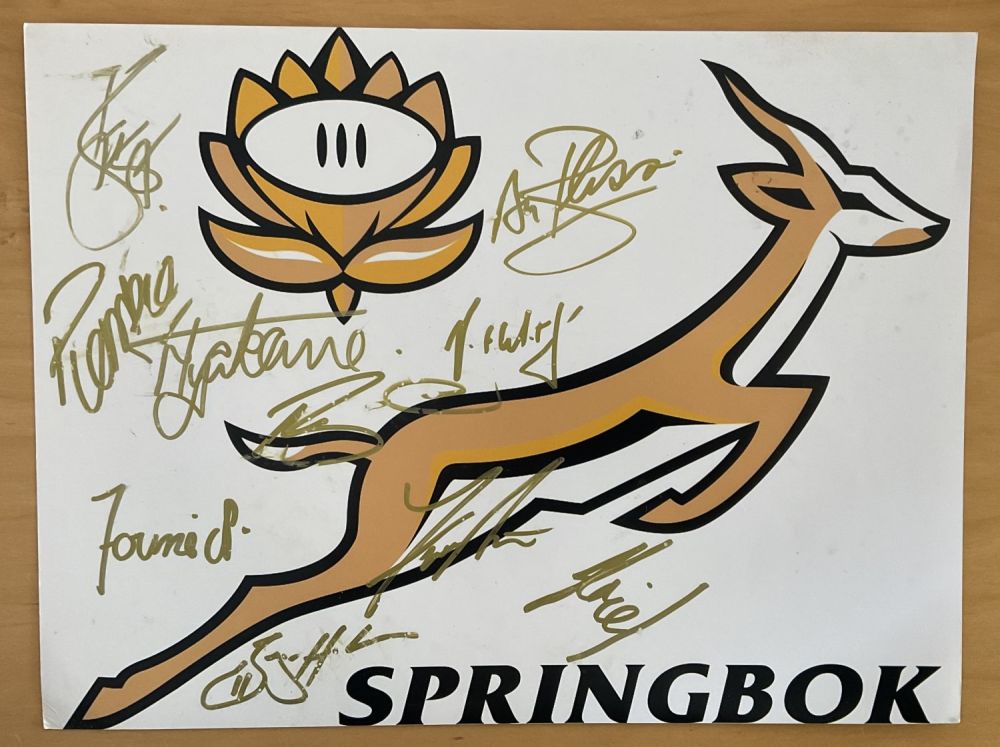 Lot 708: Multi Signed South Africa Rugby 16 x 12...