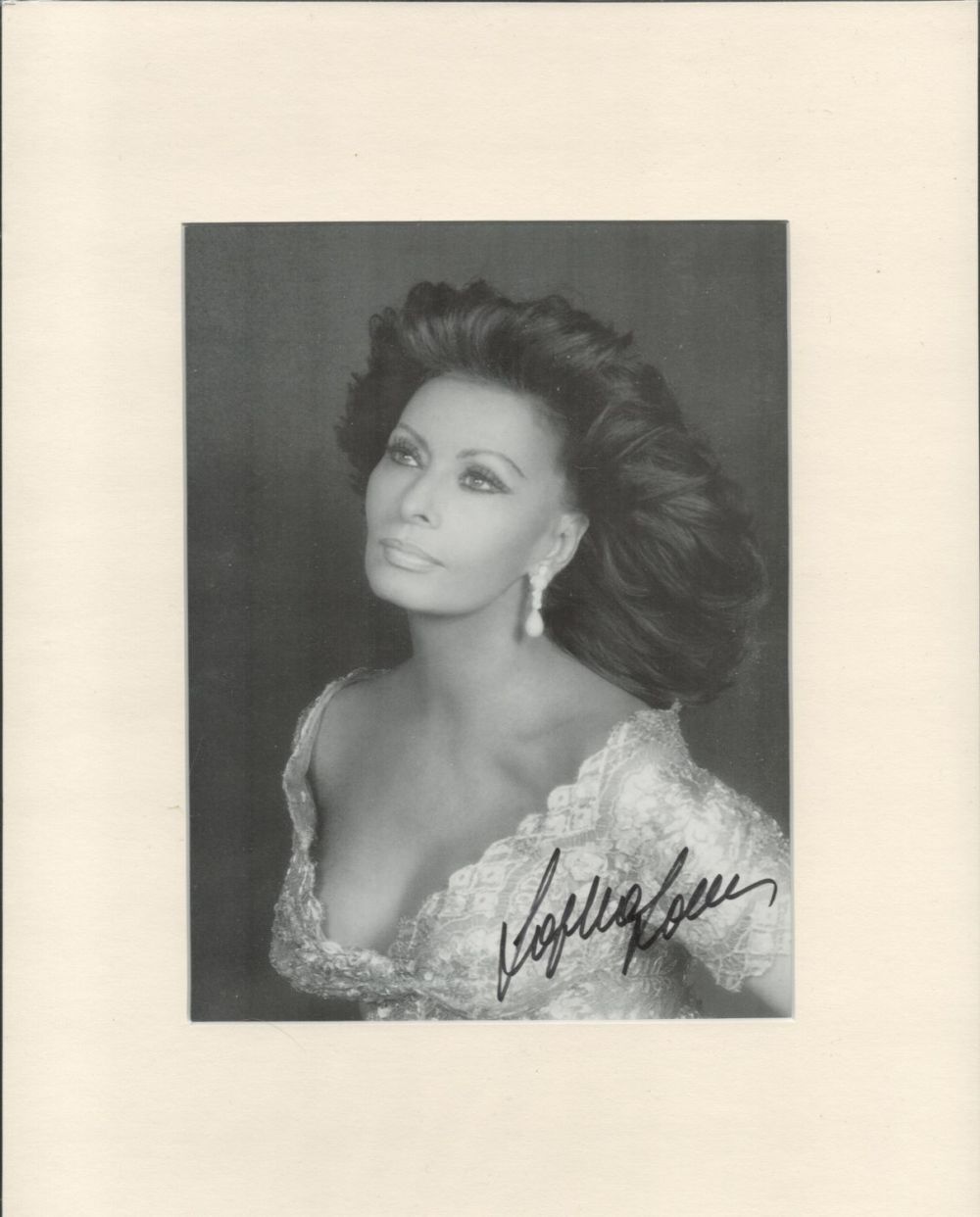 Lot 13: Sophia Loren signed 14x11 mounted black and white...