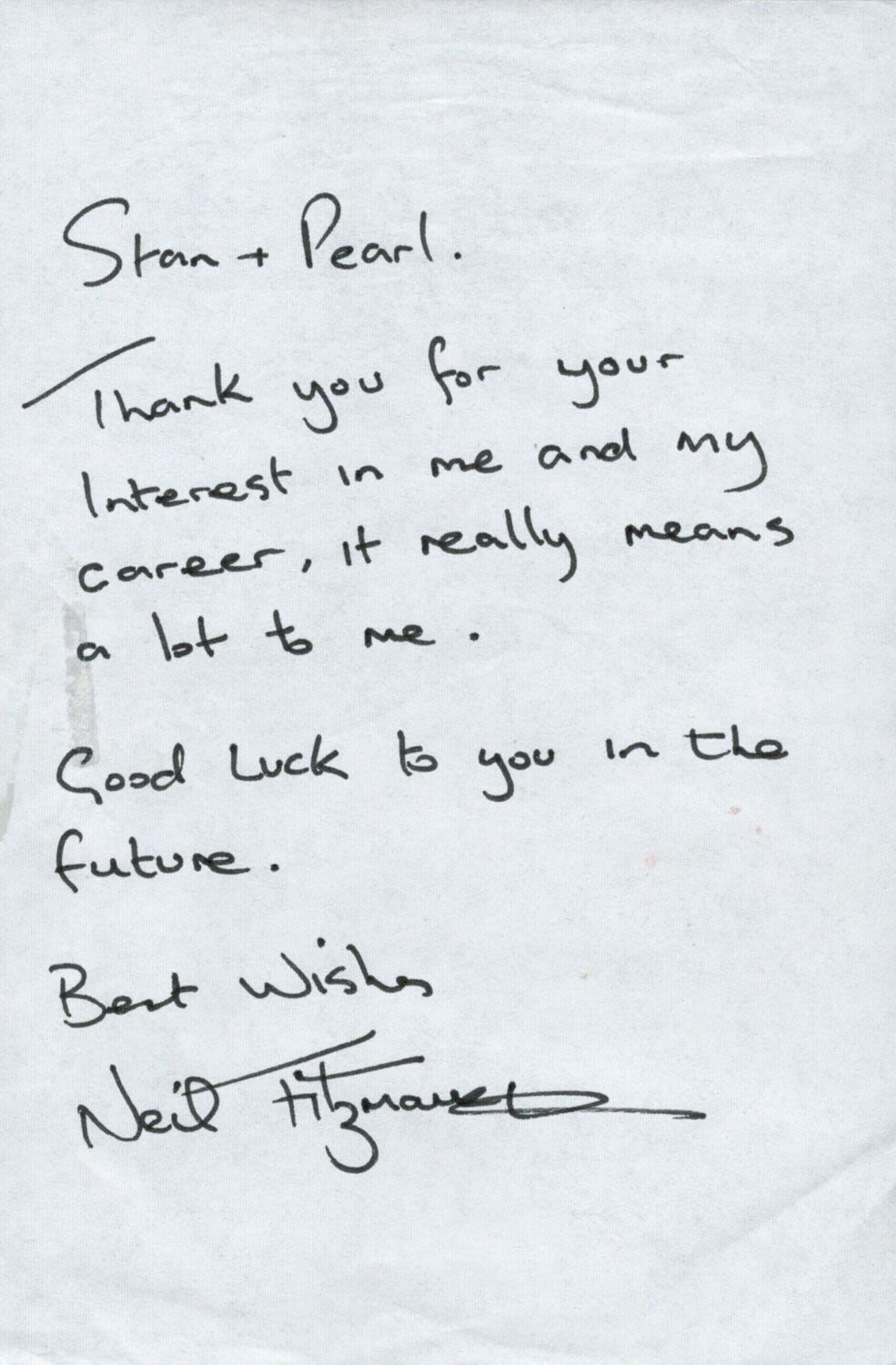 Lot 64: Neil Fitzmaurice signed small note. English actor, comedian,...