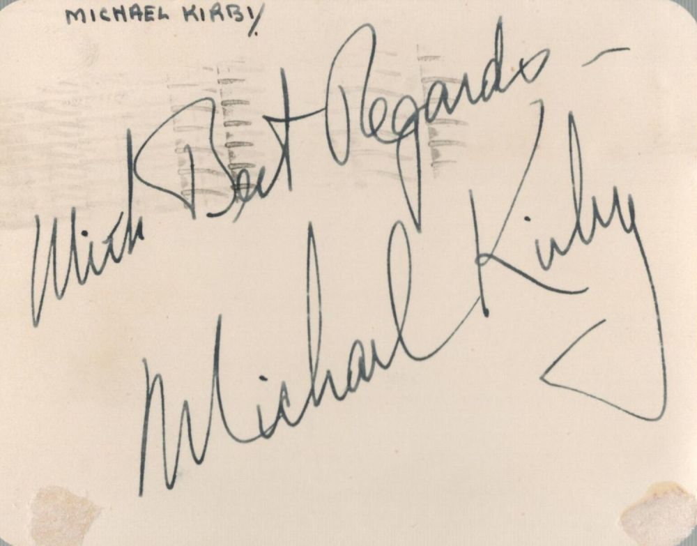 Lot 93: Michael Kirby signed 5x4 album page. Kirby was...