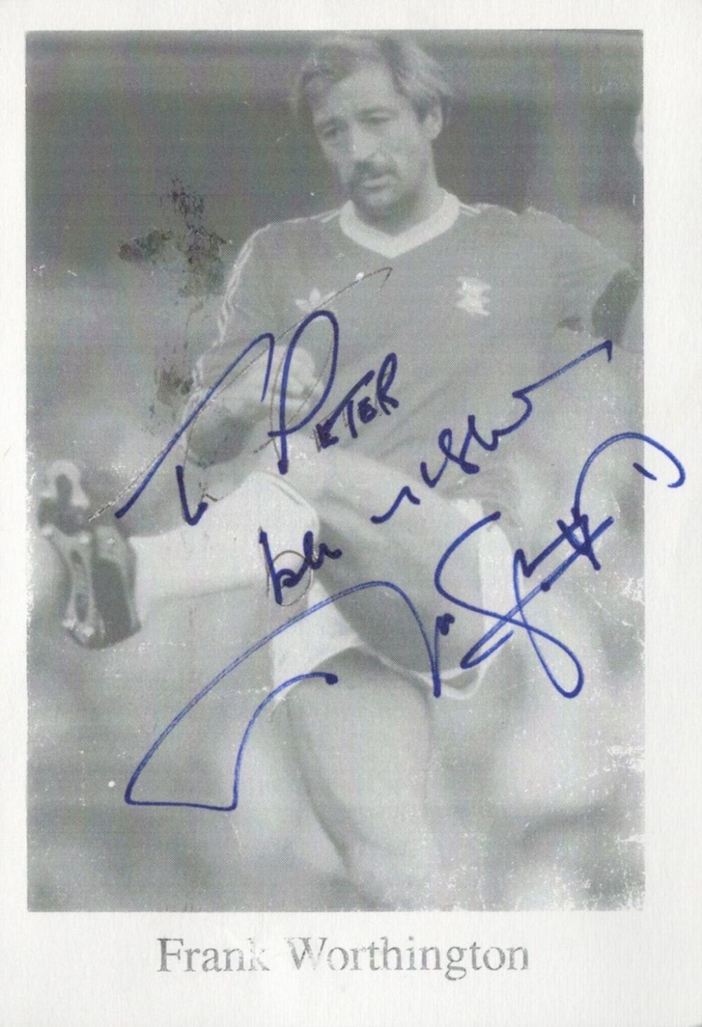 Lot 99: Frank Worthington signed 6x4 black and white photo....
