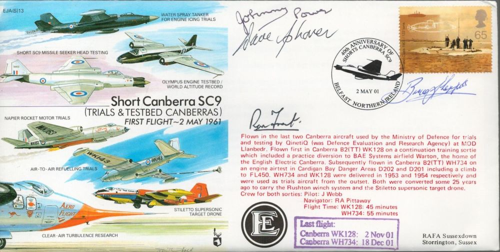 Lot 145: Four Signed Short Canberra SC9 First Flight 2nd...