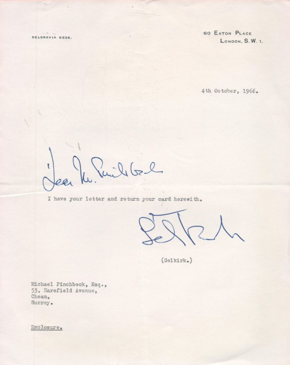 Lot 185: George Douglas-Hamilton, Earl Of Selkirk X Signed TLS...