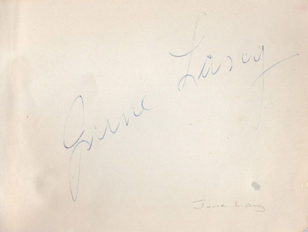 Lot 265: June Lang signed 6x4 album page. Signature slightly...