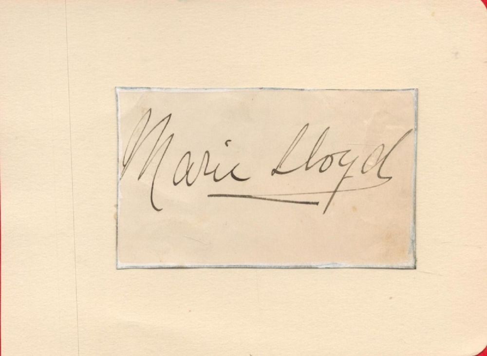 Lot 415: British Singer Marie Lloyd Signed Small Signature Piece...
