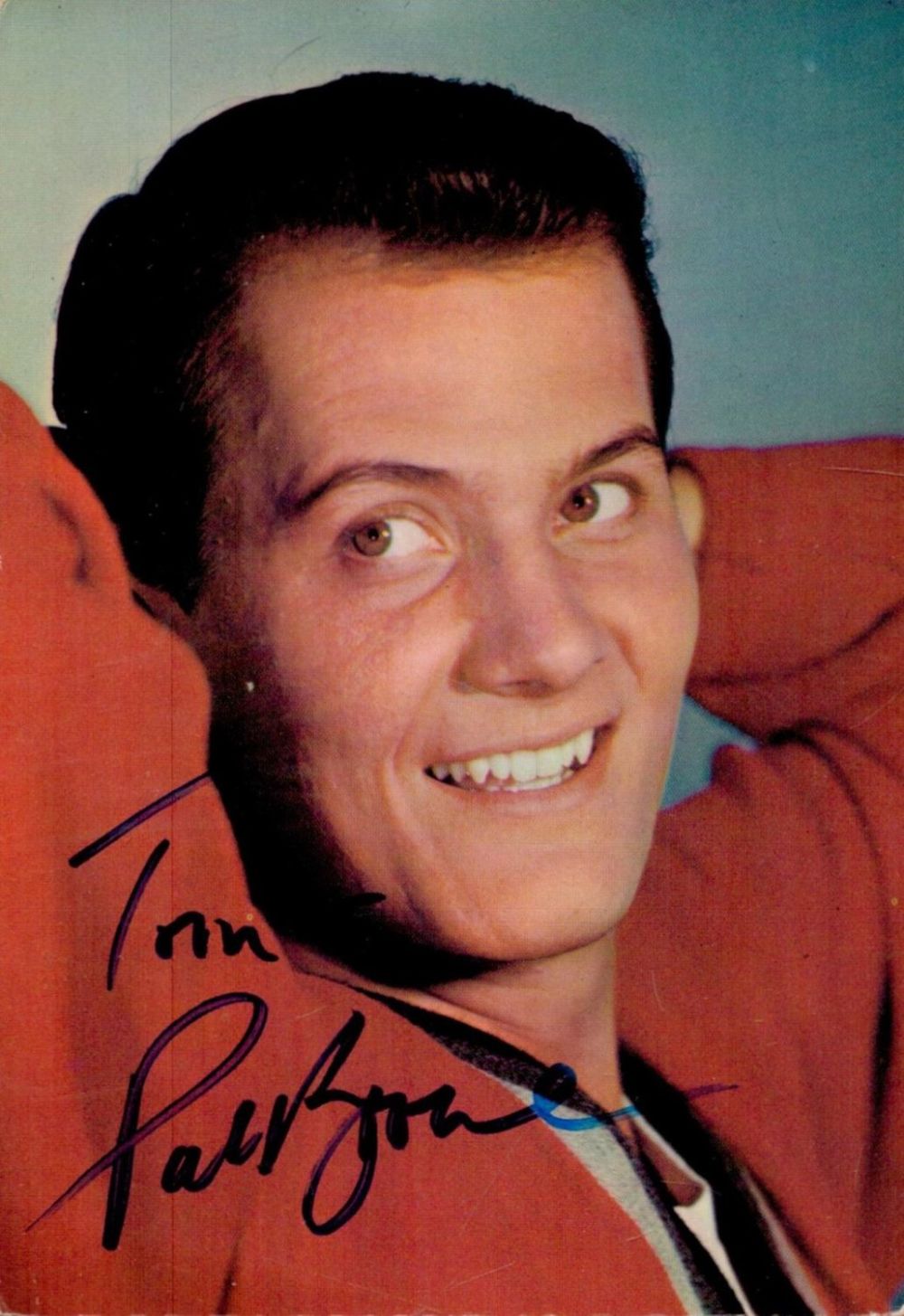 Lot 445: Pat Boone signed 6x4 colour post card photo....