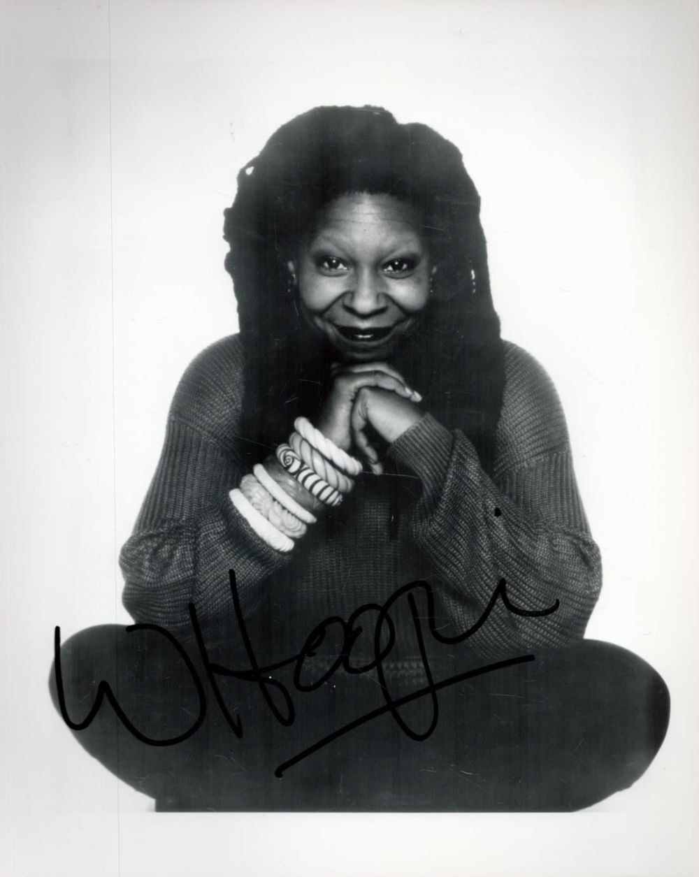 Lot 466: Whoopi Goldberg Signed 10x8 inch Black and white...