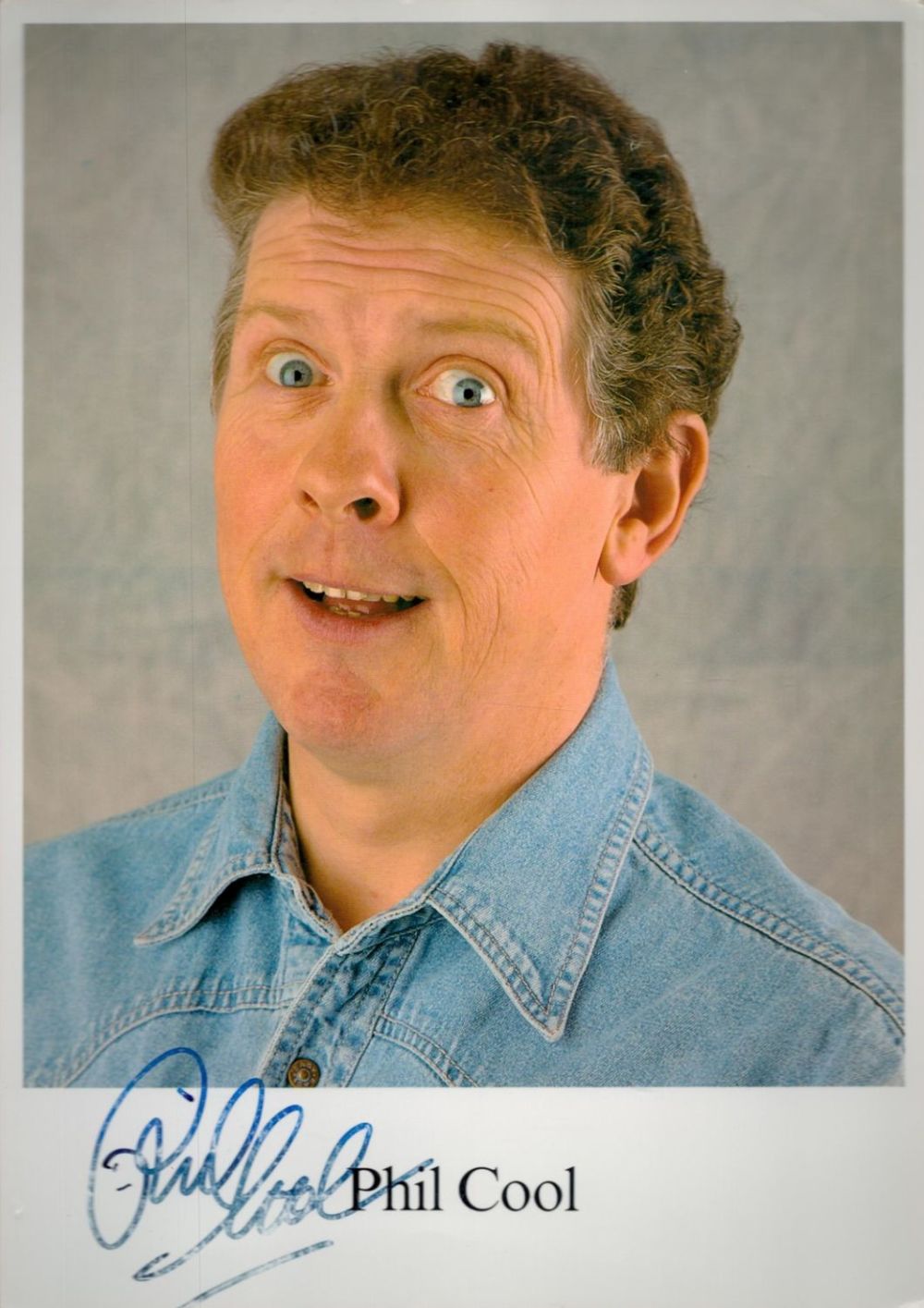 Lot 467: British Comedian Phil Cool Signed 12 x 8...