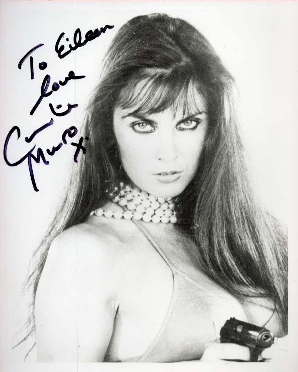 Lot 469: Caroline Munro Signed 10x8 inch Black and White...