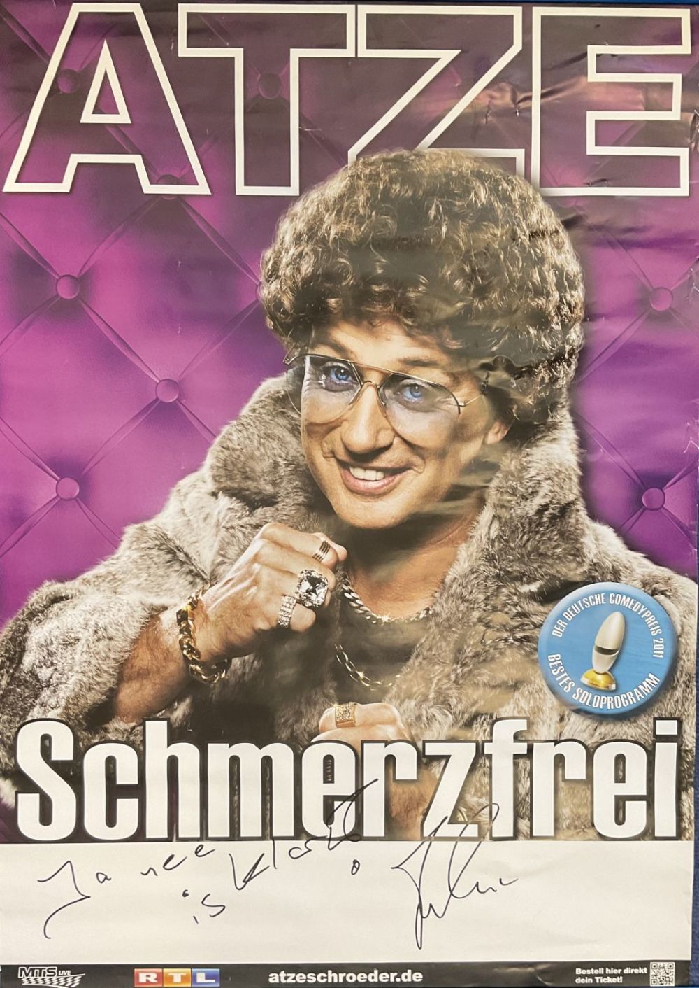 Lot 491: German Comedian Hubertus Albers (Atze) Signed 'Painless' German...