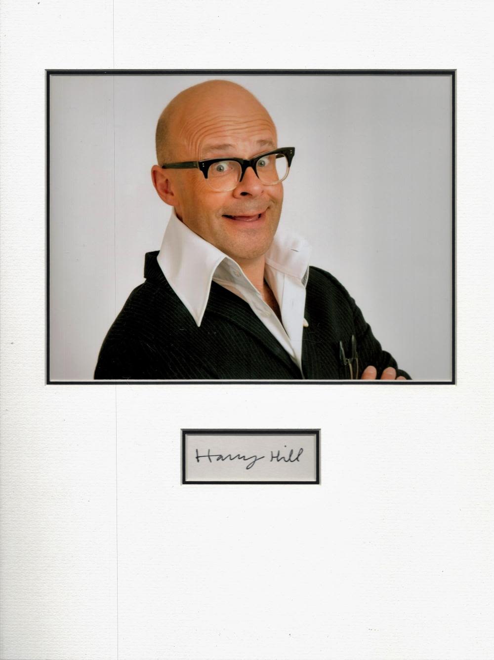 Lot 500: Harry Hill signature piece mounted below colour photo....