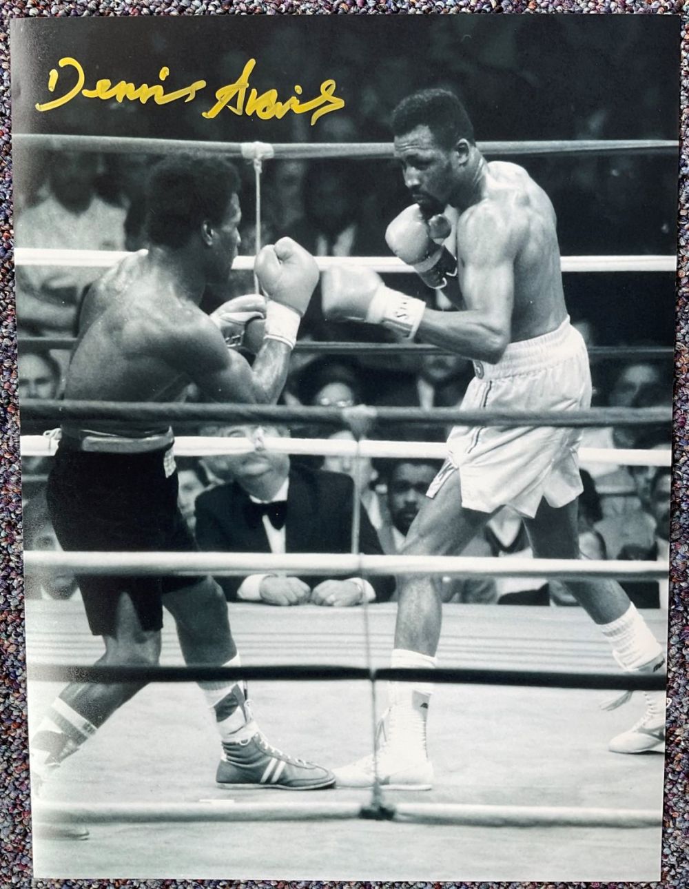 Lot 540: British Boxer Dennis Andries MBE Signed 16x12 Black...