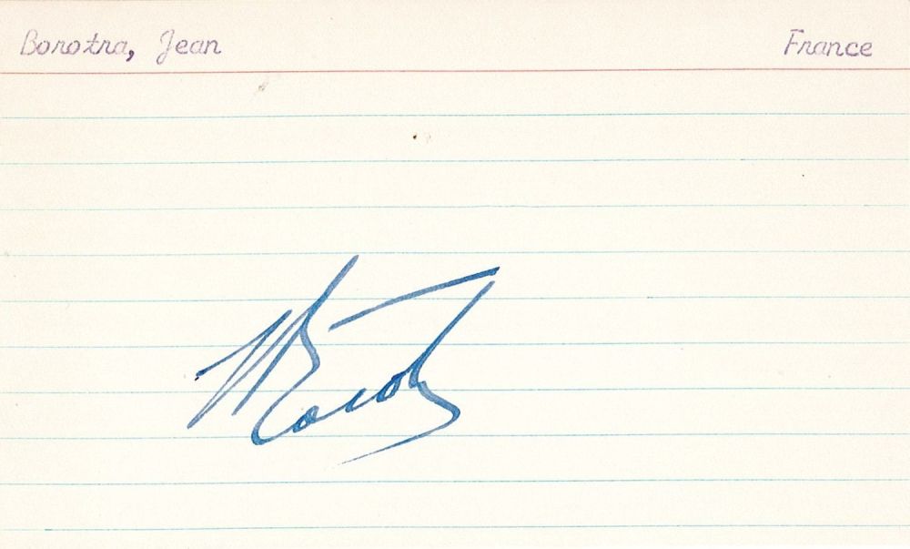 Lot 570: Tennis Jean Borotra signed 5x3 overall white card....