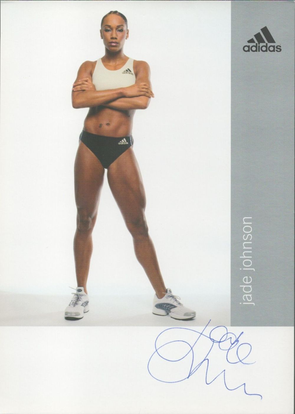Lot 601: Athletics Jade Johnson signed Adidas 8x6 colour promo...