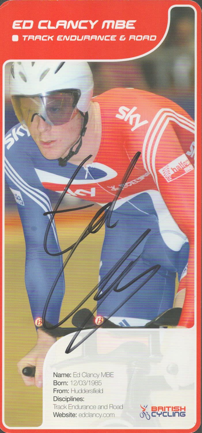 Lot 602: Cycling Ed Clancy signed 8x4 British Cycling Colour...