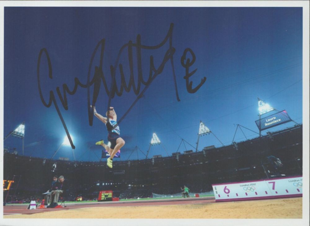 Lot 606: Athletics Greg Rutherford signed 7x5 London Olympics 2012...