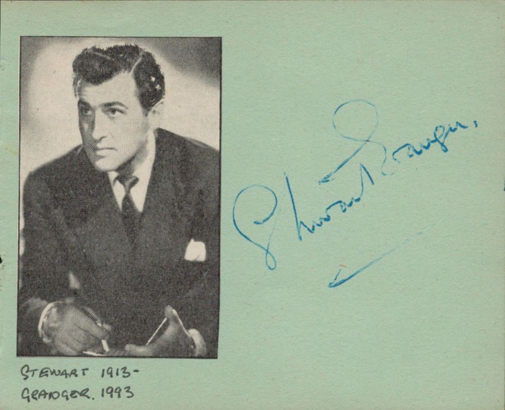 Lot 648: Actor Stewart Granger Signed 5x4 green Autograph Page...