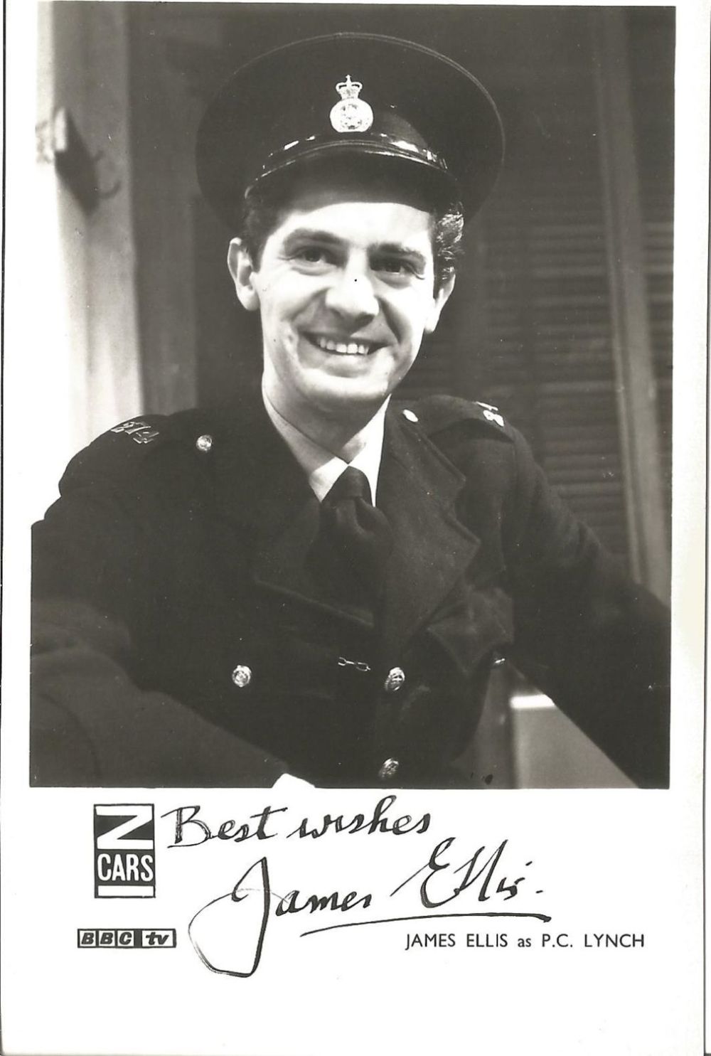 Lot 703: James Ellis, a signed Z Cars 5.5x3.5 inch...