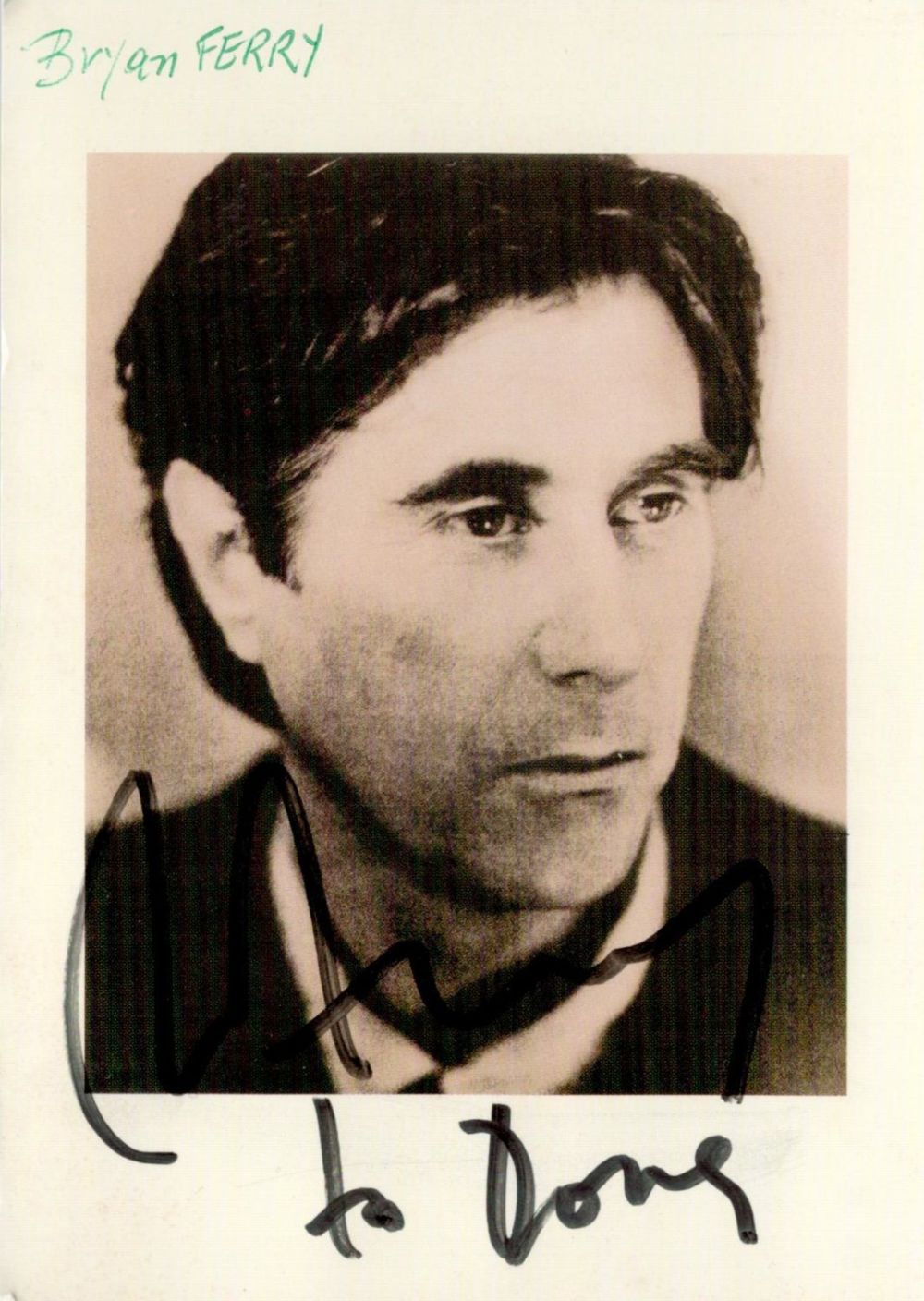 Lot 722: Bryan Ferry signed 6x5 black and white photo....