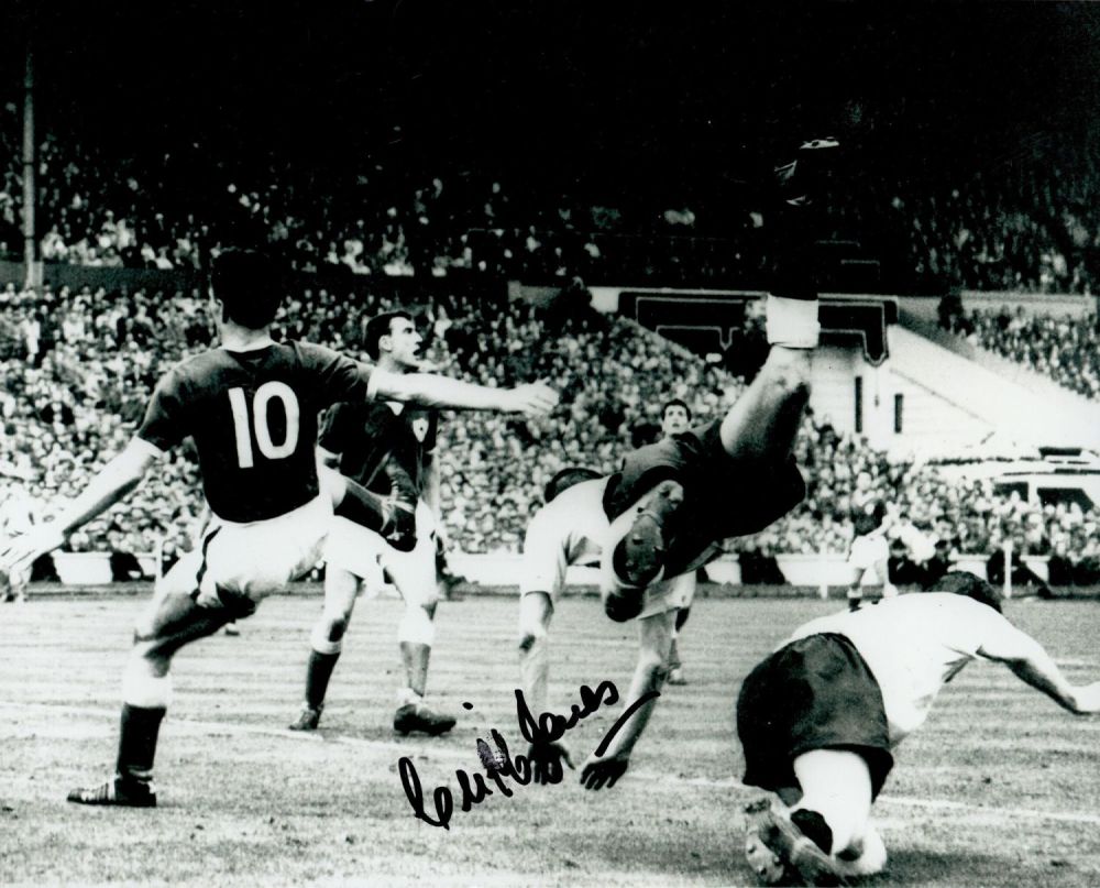 Lot 732: Football Legend Cliff Jones Hand signed 10s8 Black...