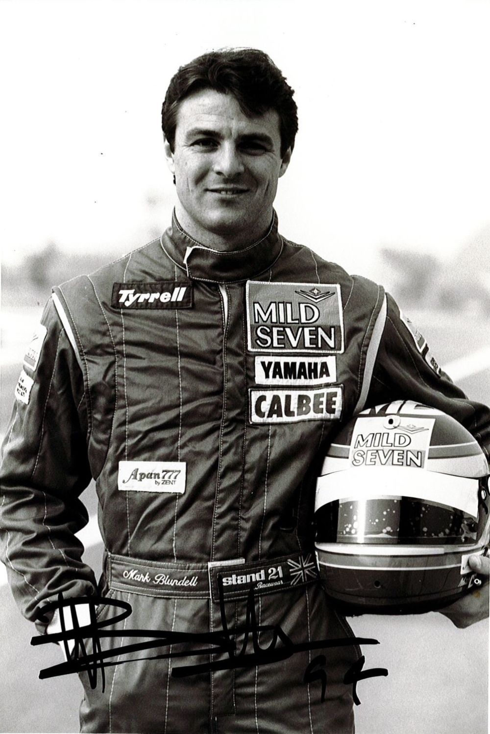 Lot 736: Motor Racing Mark Blundell signed 7x5 black and...